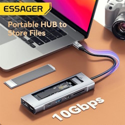 USB HUB Type-C HDMI+USB3.2 Gen2+USB2.0+100W+SD/TF+10Gbps M.2 NVME
