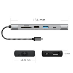 USB HUB Type-C HDMI+USB3.2 Gen2+USB2.0+100W+SD/TF+10Gbps M.2 NVME