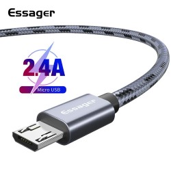 Кабель USB 2.0 AM/BM microUSB 2м 2.4А в оплетке серый