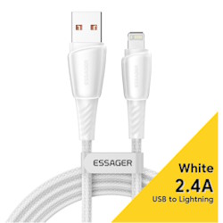 Кабель USB 2.0 AM/Apple Lightning 1м 3А в обплетенні білий