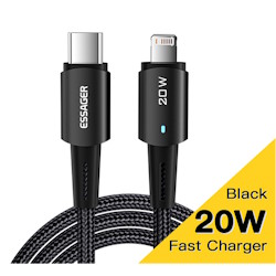 Cable USB Type-C/ Apple Lightning 1m 20W black