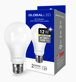 Лампа світлодіодна GLOBAL LED A60 12W 3000K 220V E27 AL