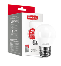 Лампа светодиодная MAXUS LED G45 F 4W 3000K 220V E27