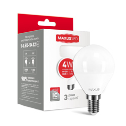 Лампа светодиодная MAXUS LED G45 F 4W 4100K 220V E14