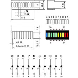LED scale KYX-B10BGYR 10-segment 4 colors