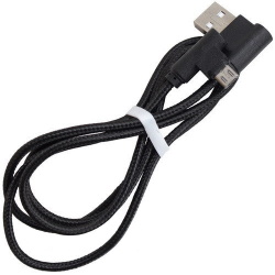Кабель USB 2.0 AM/BM micro-USB 1м чорний в сітці кутовій