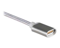 Magnetic cable USB Apple Lightning 1m silver textile braid