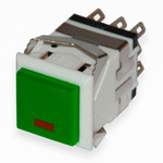 Button KD2-21WER green with ON-ON latching with indicator