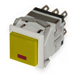 Button KD2-21WYR yellow with ON-ON latching with indicator