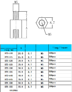 Plastic stand HTS-540 screw-nut М5x40+7mm
