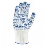 Gloves universal with PVC pattern, white