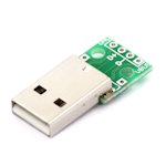 Printed board with connector USB 2.0 type A male to DIP