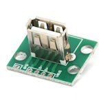 Printed board with connector USB 2.0 type A to DIP vertical