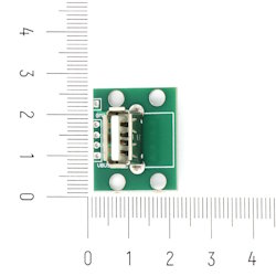 Printed board with connector USB 2.0 type A to DIP vertical