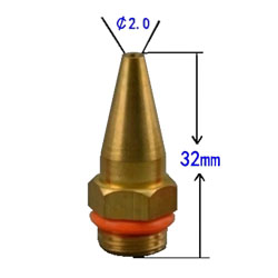 Glue gun nozzle-cone 2x32 mm, brass