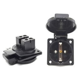  Network socket 16A Black with lid