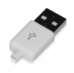 Вилка USB тип A на кабель в корпусе белая, скругленная