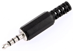 Plug to cable 3.5mm 4-pin stereo plastic